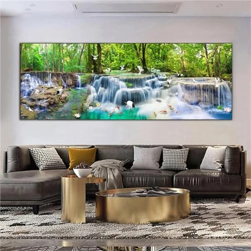 Diamond painting automne 100x300cm : toile HD sans plis pour réussir votre décoration murale M-798