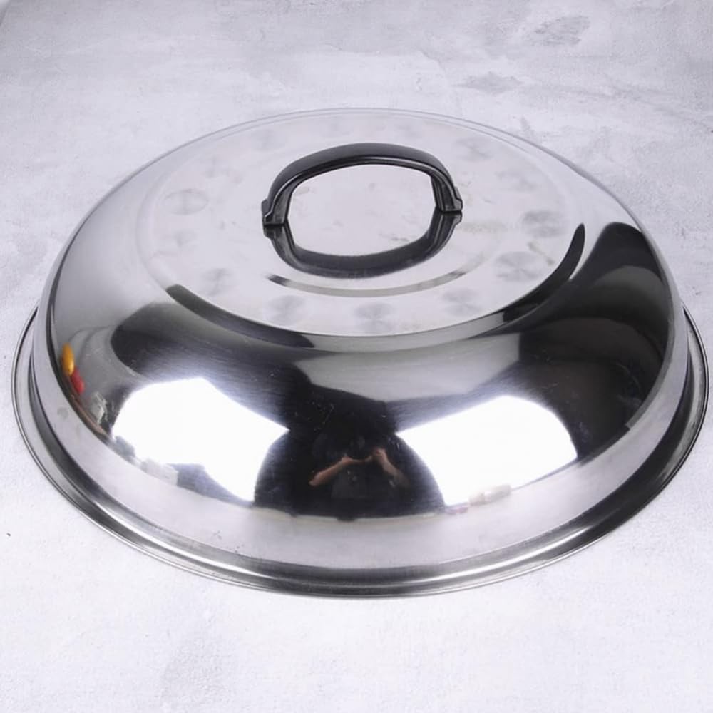Coperchio universale in acciaio inox rotondo a cupola in ghisa, coperchio di ricambio per padelle, padelle e padelle in ghisa, 48 cm
