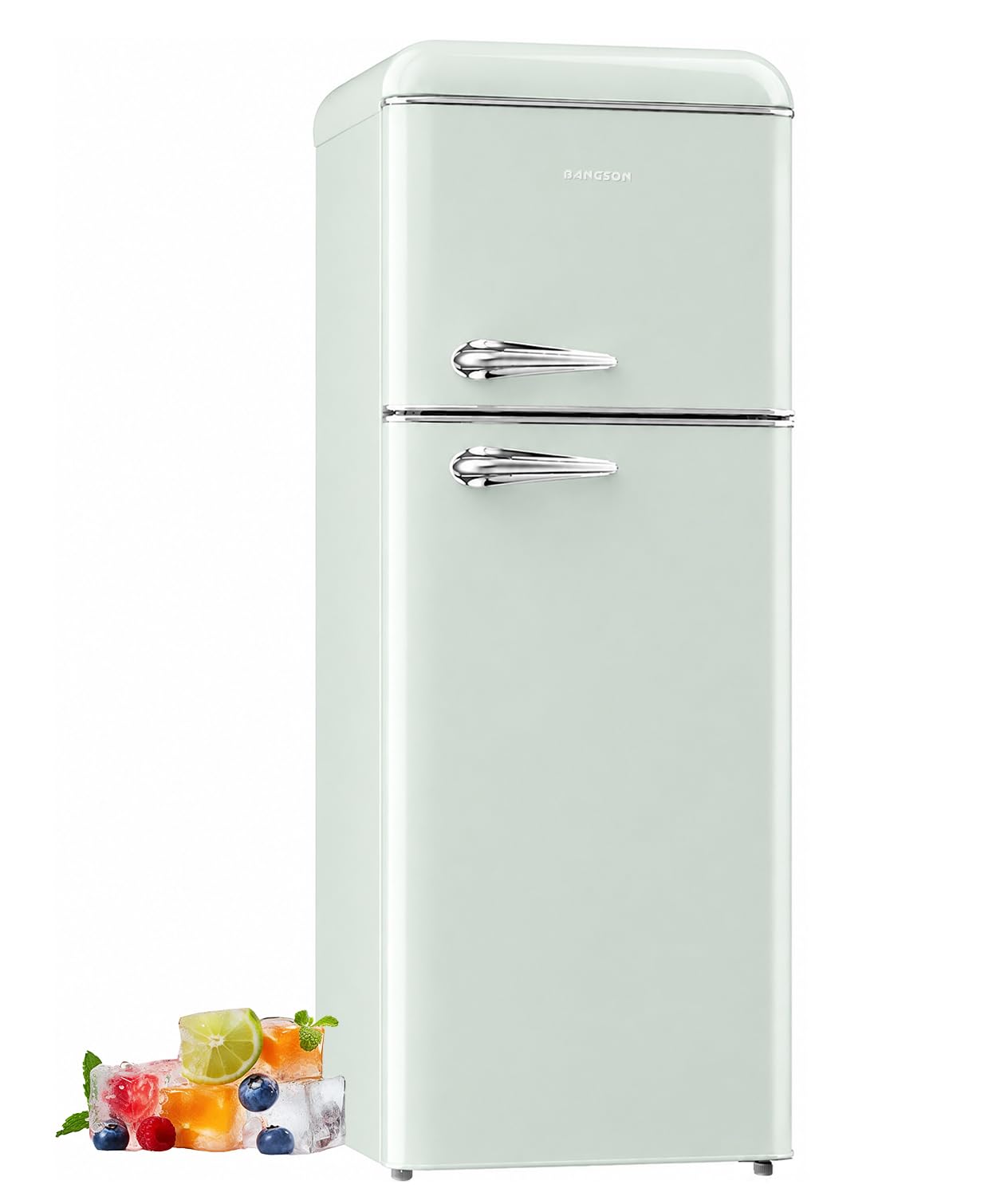 BANGSON 7.5 Cu.Ft Retro Refrigerator with Top Freezer Green | 2 Door Apartment Fridge, Adjustable Thermostat, Refrigerator for Office, Kitchen, and Home