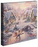 Thomas Kinkade Studios Mickey and Minnie Sweetheart Holiday 14 x 14 Gallery Wrapped Canvas