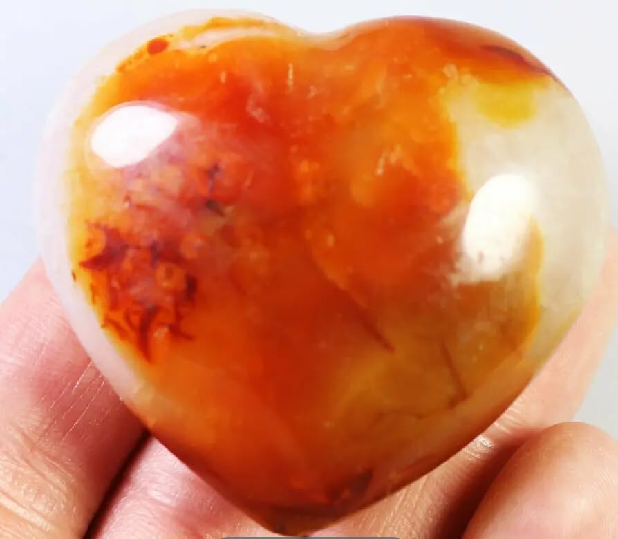 Agate orange pierre de palmier cœur poli naturel fabrication bijoux 1PCS