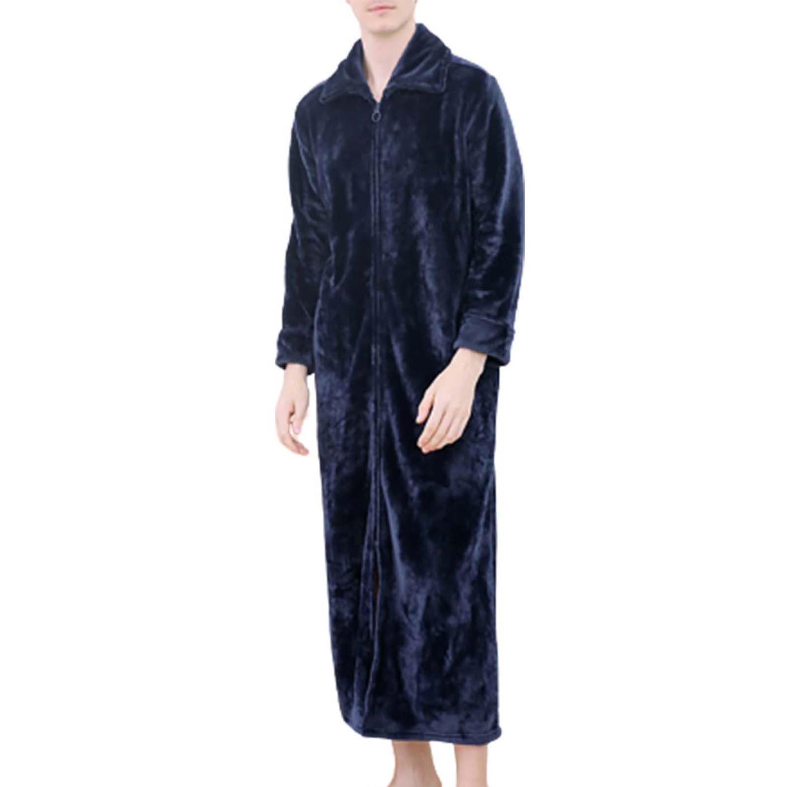 Accappatoio da donna, leggero, a maniche lunghe, invernale, taglie M-3XL, oversize, spesso | Pigiama da donna in flanella, vestibilità ampia, con risvolto e cerniera, tinta unita, caldo