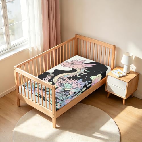 Drap imperméable lit bébé fille 132x71 cm Magic Dragon pastel