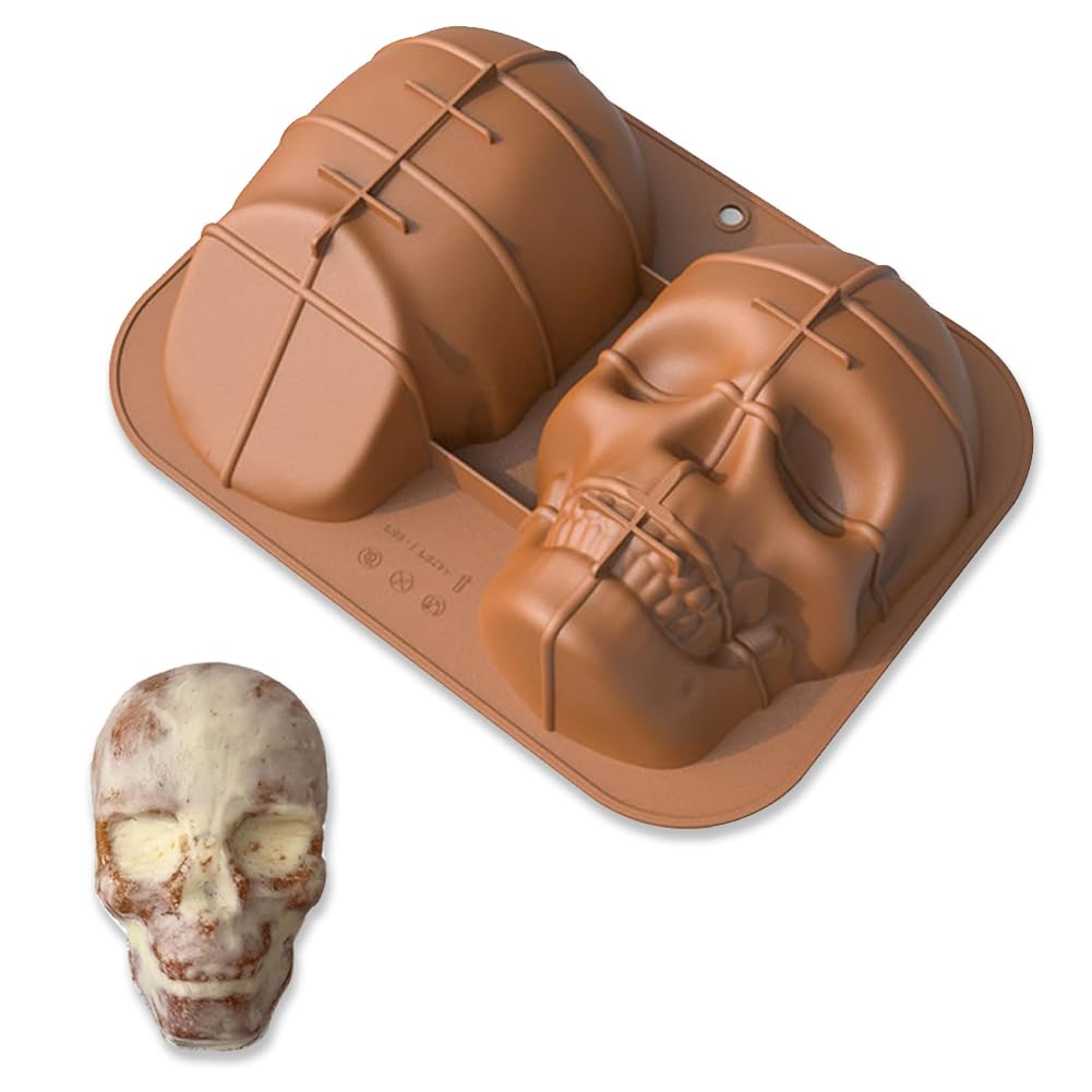 ZOOMPIL Large 3D Skull Silicone Baking Mold, Suitable for Halloween Parties