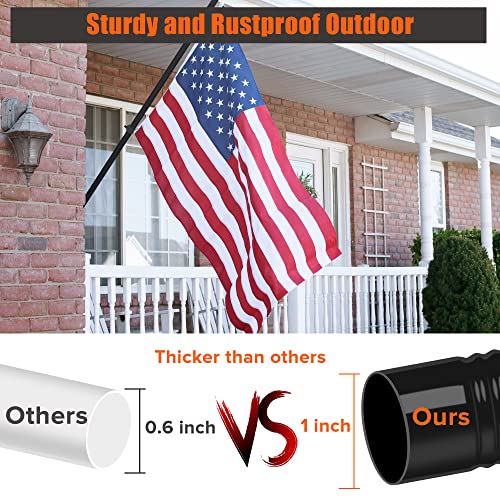 Rsotc FLAG-01 Poles For Outside House 6Ft Stainless Steel Metal Black Flag Pole Kit Tangle Free Residential Heavy Duty thumb #3