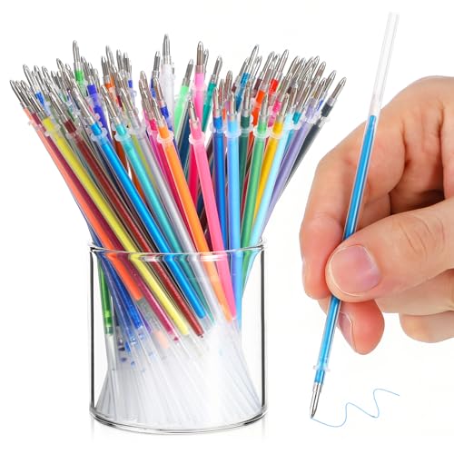 Lot de 100 recharges de stylo gel pailleté pour album de souvenirs et dessin