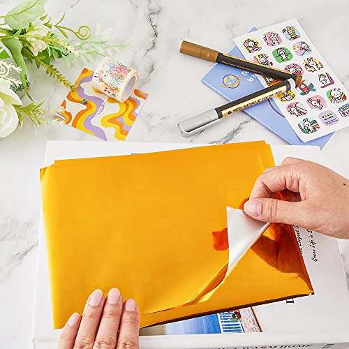 SUPERFINDINGS 100 Sheets A5 Hot Foil Transfer Sheets Gold Hot Foil Stamping Papers 21.1x14.6cm Metallic Heat Transfer Foil Paper for Foil Quill/Heat Foil Pen Card Making Scrapbooking Paper Crafts - Image 3
