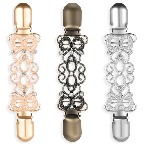 Image of 3pcs Vintage Sweater Clips Shirt Dress Clips Back Cinchs Shawl Cardigan Collar Clip to Tighten Dress Pant Waist Tightener Brooches Decor for Women