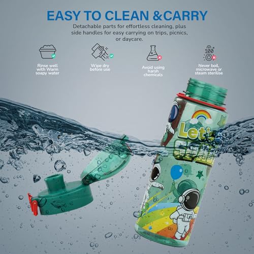 Image of BAYBEE Space 700ml Sipper Bottle for Kids, Anti-Spill Sippy Water Bottle- BPA Free |Sippy Cup, Baby Bottle Sippers | Sipper Water Bottle for Kids Infants & Toddlers 6 Months to 9 Years (Green)