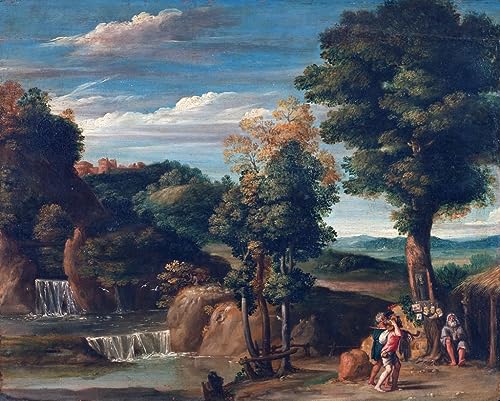 Toile murale abstraite décoration salon paysage Domenichino
