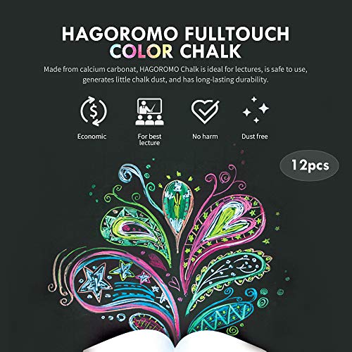 Image of HAGOROMO Fulltouch Color Chalk 1 Box, Non-Toxic, Dustless [12 Pcs /10Color Mix]