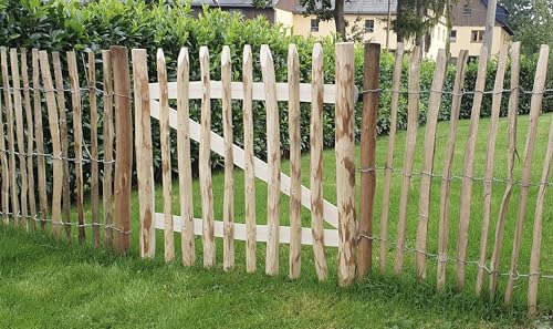 Zauntor Haselnuss Breite 100 cm x Höhe 90 cm - hochwertiges Gartentor für Staketenzäune - stabiles und witterungsbeständiges Holztor in 7 Größen