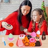 Kinderküche Dessert Set Spielzeug Küchenzubehör Lebensmittel mit Dessertplatte, Lernspielzeug Teeparty Geschenk für Kinder ab 3 Jahren