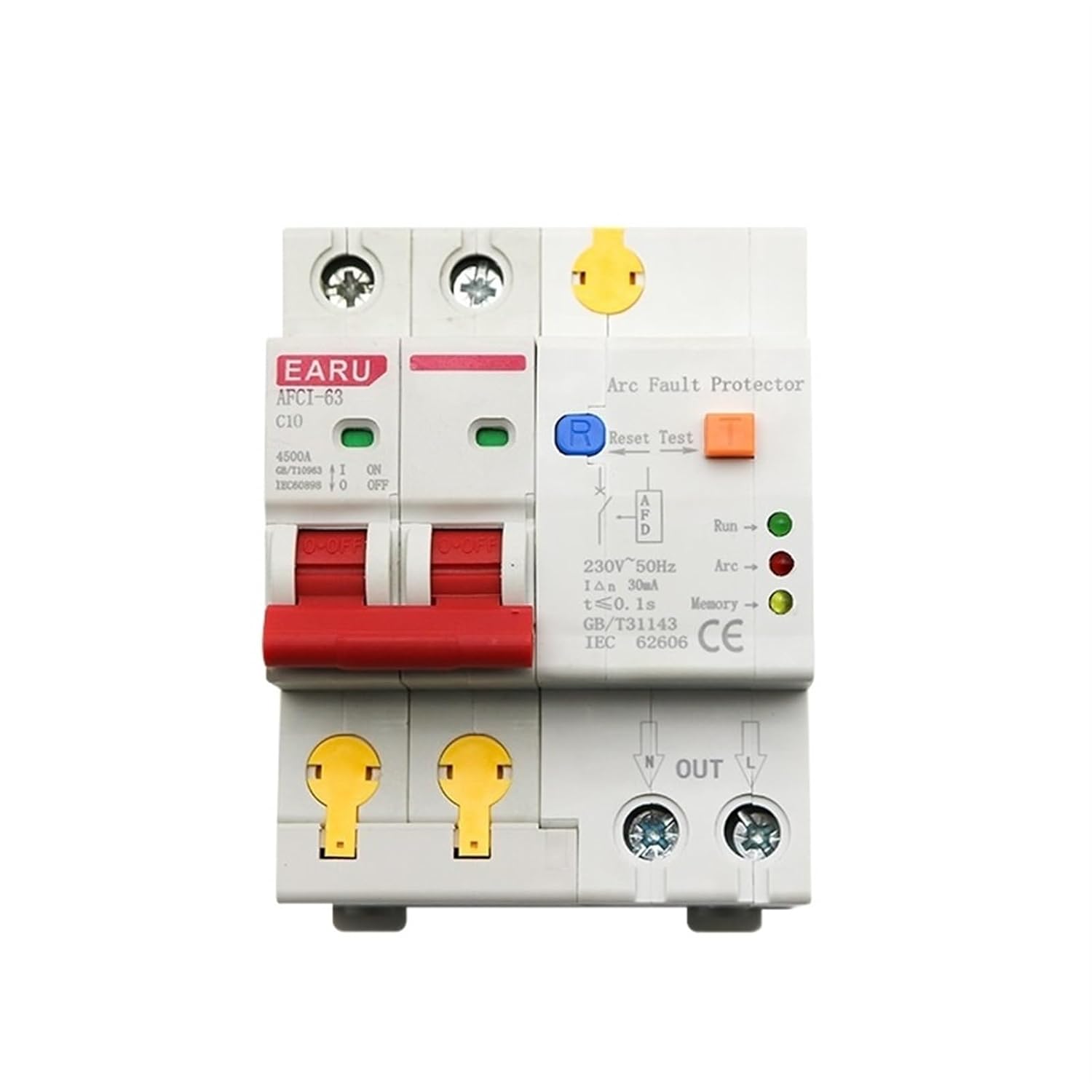 10A 2P AFDD AFCI Arc Fault Protector Dector Circuit Breaker Interrupte Overload Earth Leakage Short Circuit Voltage Protection