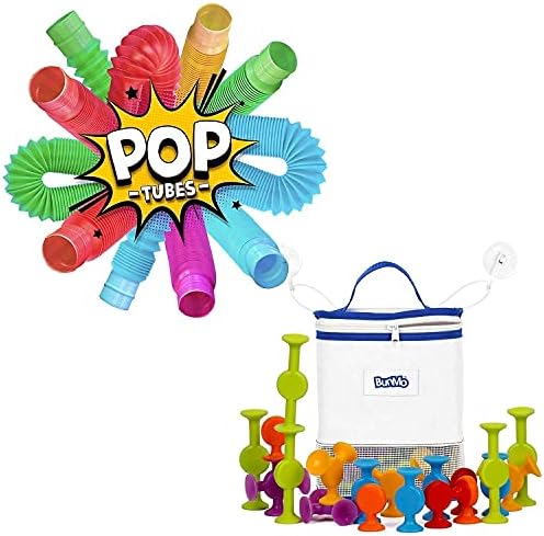 8 Pop Tubes and 24 Piece Suction Bath Toys Bundle