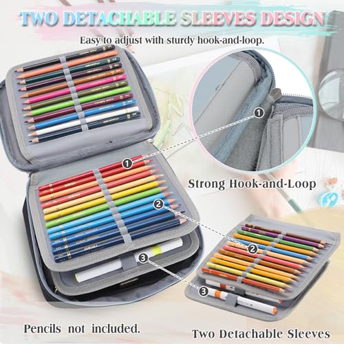 Image of VX VONXURY Large Pencil Case, 54-Slot Colored Pen Pouch 2 Removable Sleeves