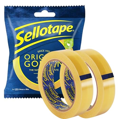 ORNACH® - Paquete de 2 rollos de celofina | Cinta adhesiva | Cinta transparente | Recambios de celofinta para dispensador, cinta adhesiva transparente dorada original, rollos de cinta adhesiva para