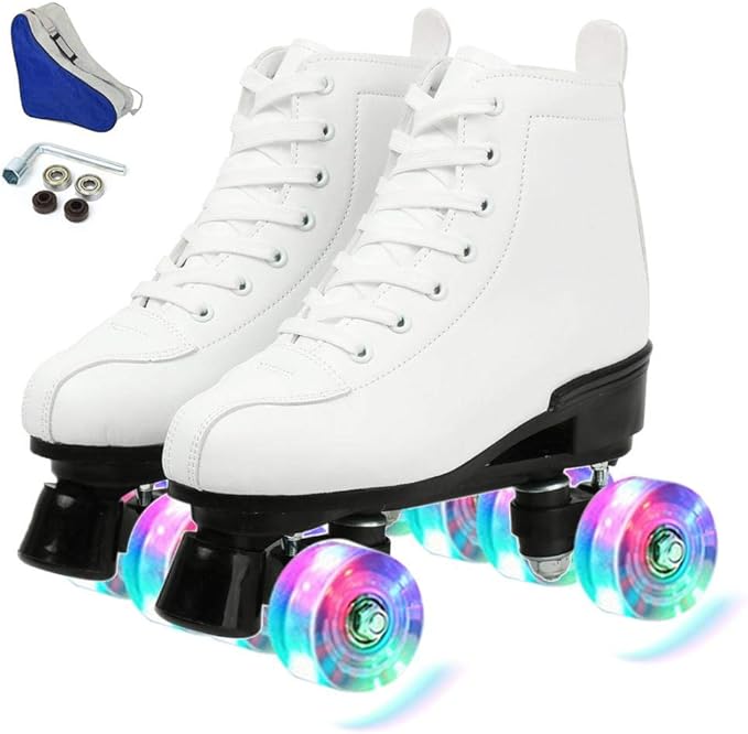 KALINU Women's Roller Skates PU Leather Hightop Roller Skates Four