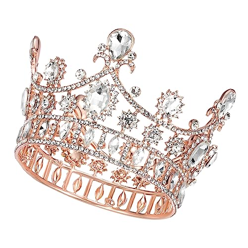 SWEETV Rose Gold Queen Crown for Women, Baroque Crown for ...