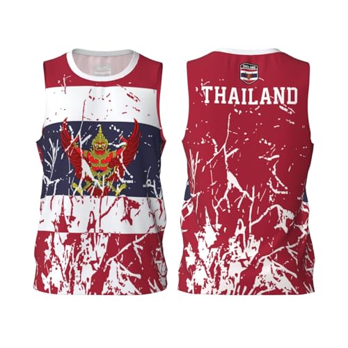 Maillot de basket-ball avec motif drapeau de la Thaïlande - Impression complète 3D, Noir , S