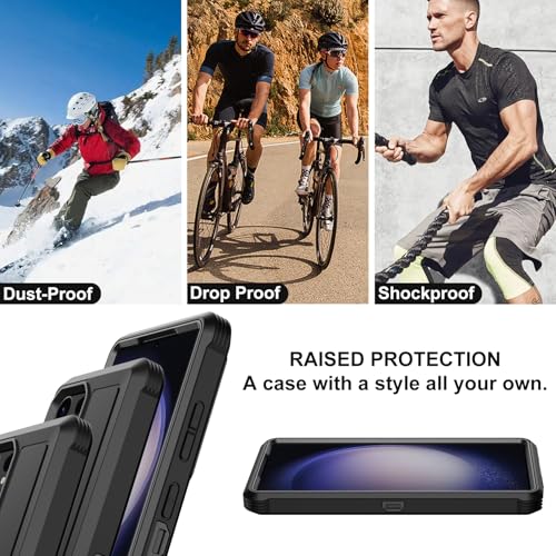 Annymall for Samsung Galaxy S23 Ultra Case with 2 Screen Protector, Heavy Duty Shockproof Drop Protection Dust Proof Military Grade Multi-Layer Rugged Bumpers Protective Phone Cover (Black) - image 6