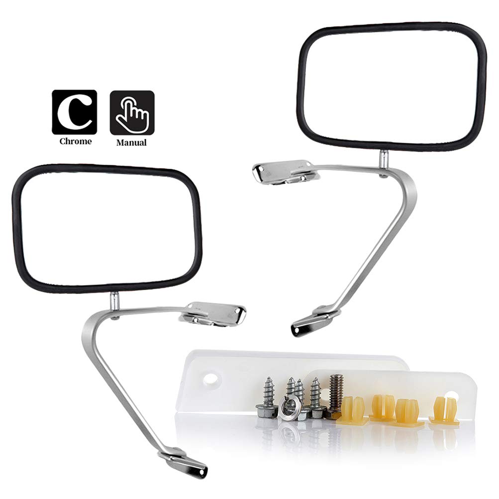 LUJUNTEC A Pair of Side View Mirrors Fit for 1980-96 Ford Bronco II Explorer F100 F150 F250 Truck F450 Truck Ford Ranger Manual Fold Non-heated Black 25831194