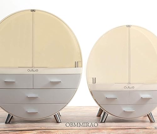 Miniatura 5 de Elegante caja organizadora de maquillaje a prueba de polvo, organizador de cosméticos mediano impermeable con cajones para cuidado de la piel,