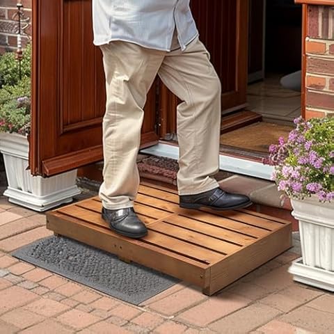 Koretech 3.5'' Wooden Step Stool with Safety Features Cover