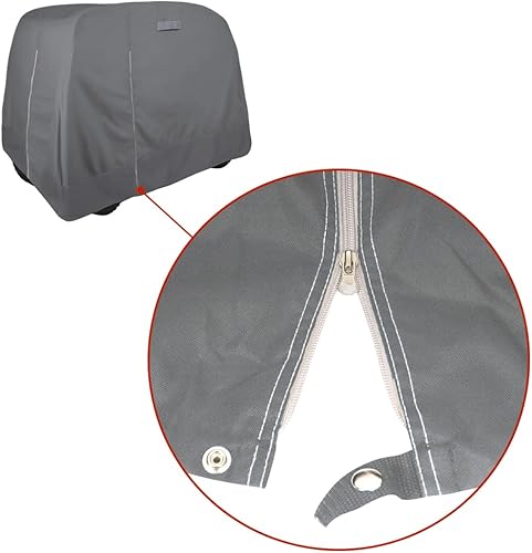 Miniatura 5 de Funda para carrito de golf de poliéster resistente 600Denier (210D-negro, 108 pulgadas de largo x 49 pulgadas de ancho x 66 pulgadas de alto (2+2