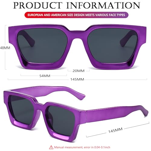Image of AIEYEZO Square Sunglasses for Women Men Square Thick Frame Sun Glasses Simple Designer Style Shades