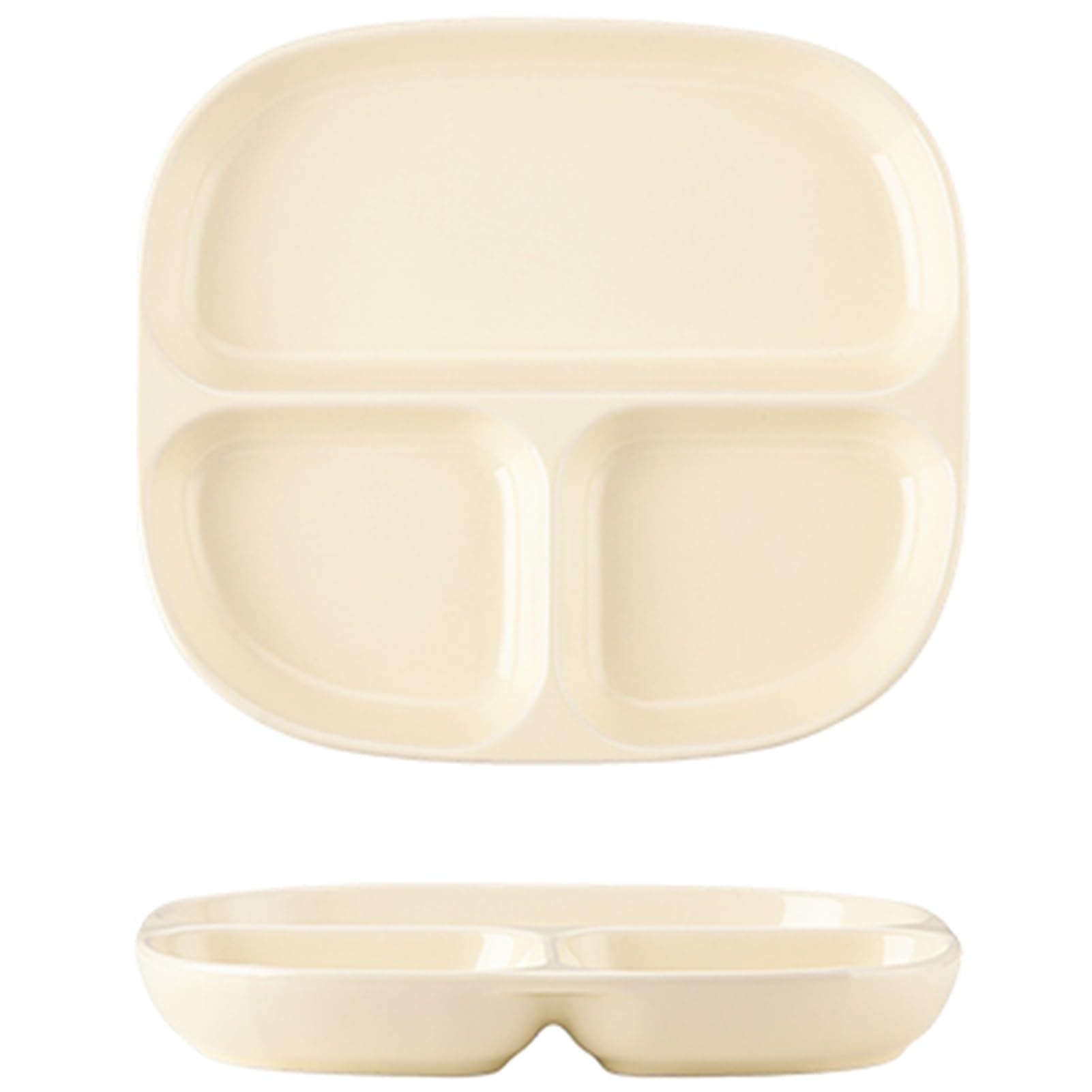 ksxnkhk Dinner Plate for Adults, Simple Platter with 3 Section Partition, Microwave and Dishwasher Safe Dish, Bariatric Diet Divided Tray, 1 Pack(Yellow)