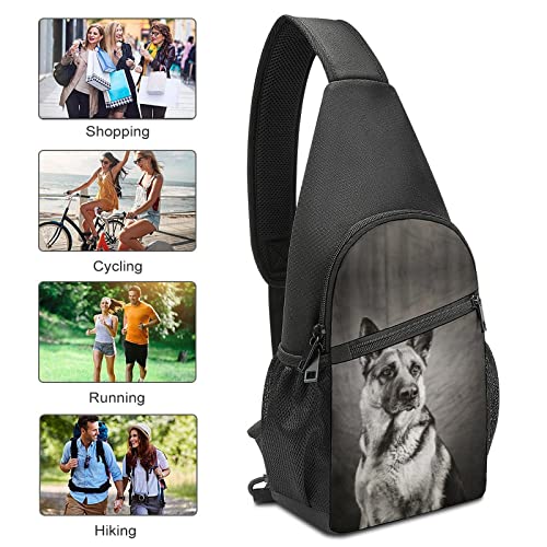 Black And White German Shepherd Crossbody Shoulder Bag Sling Backpack Travel Hiking Daypack Casual Chest Pack For Women Man One Size3