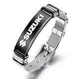 Material: weißer Stahl Yhuisen 2021 trendiges Motorrad-Logo-Armband mit weißer Stahlkette, Schmuck für Suzuki Bandit 400 600 650 1200 1250 1250S (Farbe: schwarz)