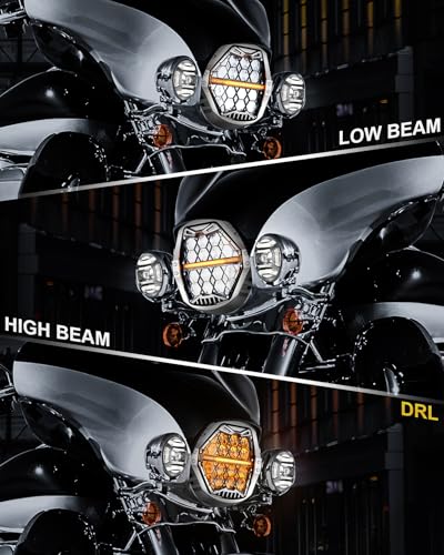 Image of LX-LIGHT Silver 1200% Bright 180W 7 Inch LED Headlight with 4.5 Inch LED Fog lights Compatible with Road King Road Glide Street Glide Electra Glide Ultra Limited Trike Heritage Softail Fat Boy