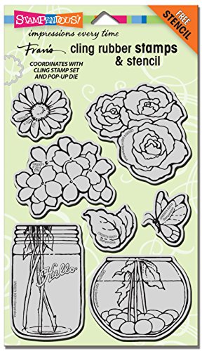 Stampendous Cling Stamps & Stencil Set, Build A Bouquet Set