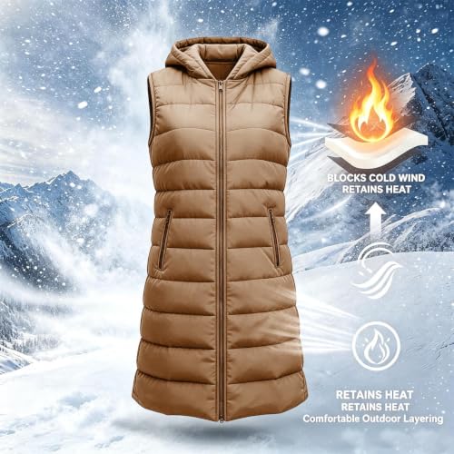 Lainyong Lightweight Puffer Vest Women Long Sleeveless Jackets with Pockets - image 6