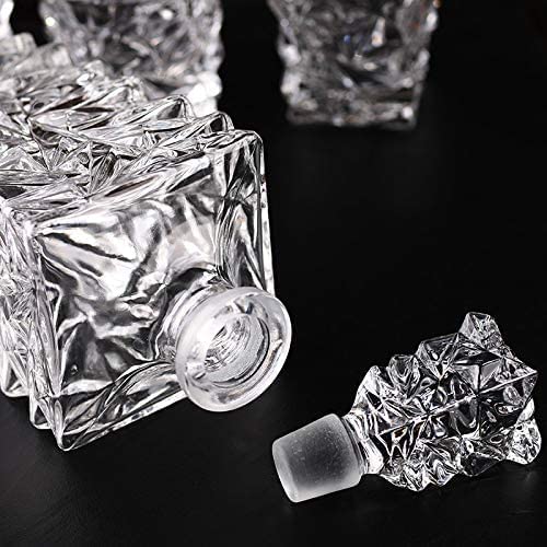 Image of 5 Pcs Set 1 DecenterS with 4 Pcs Glass Whisky Decanter Bottle Set with Glasses, Pieces, Glasses Decanter with Tumblers for, Liquor, Scotch, Decanter - 850ml, Glasses - 300 ml,Design