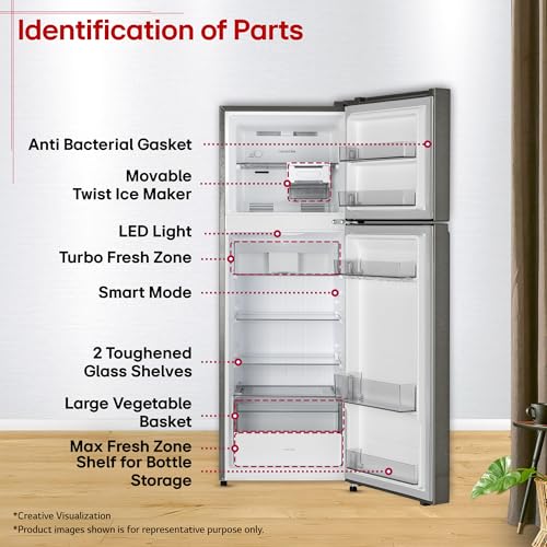 LG 251 L, 2 Star, Frost-Free Smart Inverter Double Door Convertible Refrigerator (GLT2526XWDS, Dazzle Steel, Multi Air Flow Cooling, Smart & Dairy Mode, Convertible Space for More Storage, 2026 Model) 12 51oJQva7csL