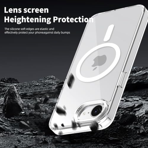 Image of JGD PRODUCTS Magnetic Case for iPhone 16E Compatible with MagSafe, Shockproof Phone Bumper Cover, Anti-Scratch Clear Back (Clear)