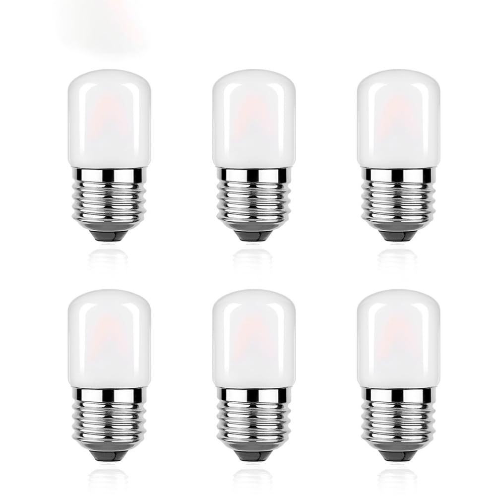 ALIVIM 6 Pcs T28 E27 220V E26 110V 1W Tubular LED Bulb Frosted Dimmable Light Bulbs Living Room Pendent Decoration Night Light,Cold White,110V E26