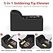 Soldering Iron Tip Cleaner Kit with Brass Wool, Sponge,Steel Brush in Black Silicone Holder – Heat and Scratch Resistant Cleaning Tool for Soldering, Electronics Repair,DIY Projectst