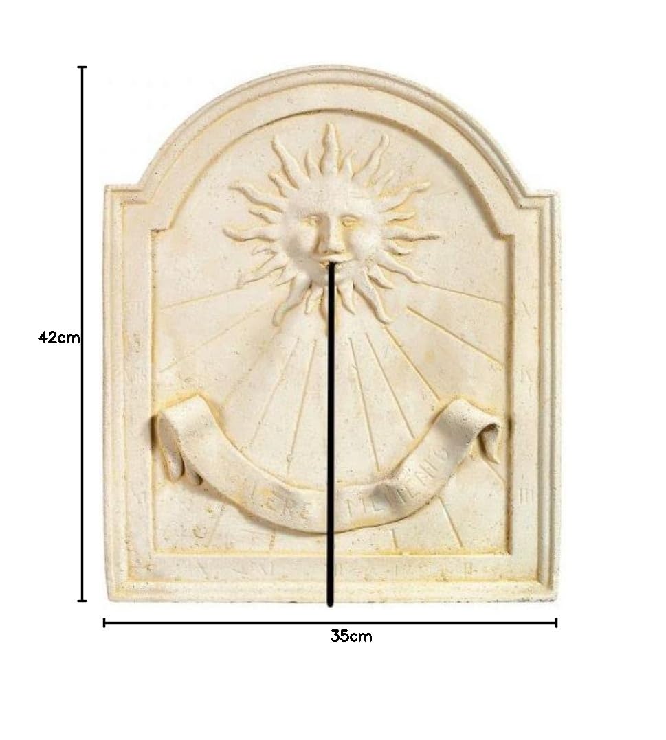 Cadran Solaire Motif Vivere Memento Pierre Naturelle Vieillie 35cmx42cm