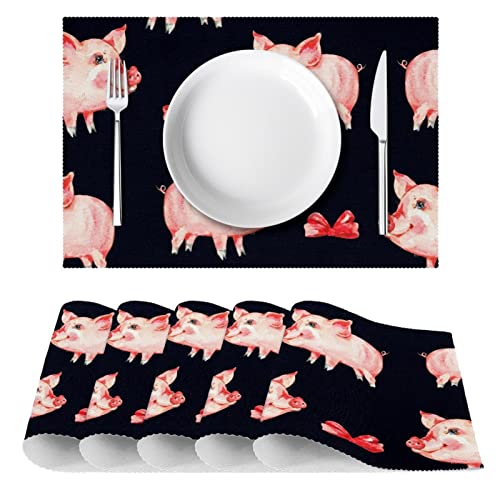 Sets de table cochon papillon noir pour repas de famille conviviaux - 3
