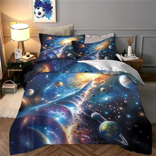 Housse de couette galaxie 140x200 pour lit single ado - 6