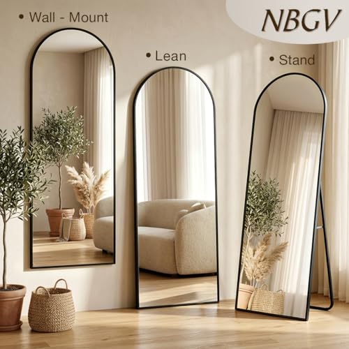 Image of 70 inchx27 inch Floor Mirror Full Length, Arched Full Length Mirror with Stand, Large Full Body Mirrors for Bedroom Living Room or Cloakroom Black