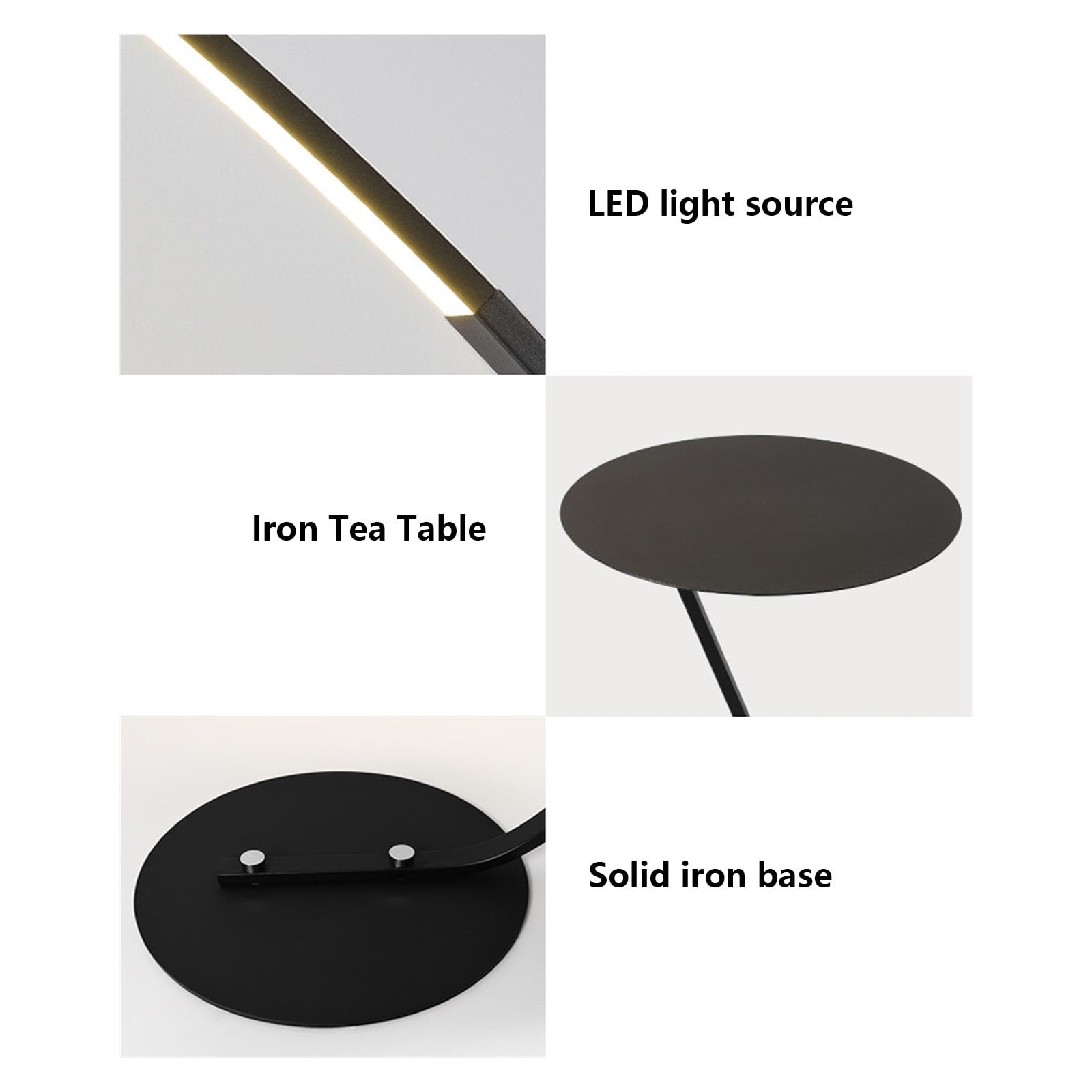 Luce da terra Lampada da terra ad arco for soggiorno, lampada con tavolo, contemporanea sopra il divano for camera letto e ufficio Lampada d'angolo