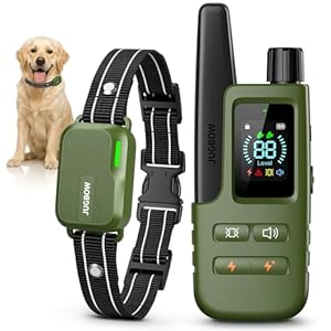 Jugbow Collar de choque para perro, collar de entrenamiento para perros de 4500 pies con control remoto, IPX8 impermeable, collar eléctrico para perro con 4 modos de entrenamiento, bloqueo de