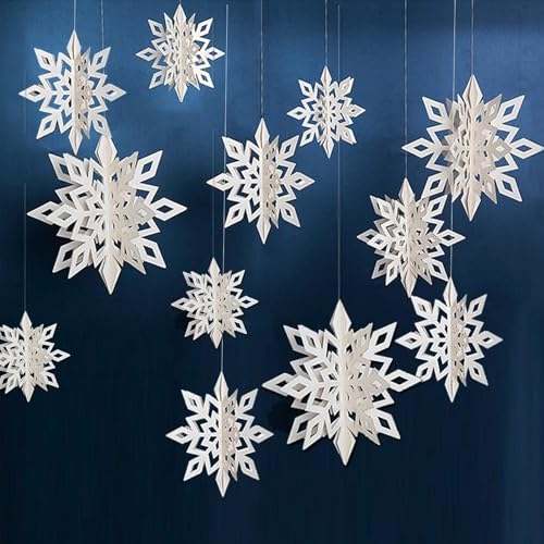 MUNSKT 3D Flocon de Neige Decoration,18PCS Noel Suspension Noel Flocon de Neige,décorations Mariage, Nouvel an, Accessoires de fête