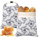 2 Stück Bienenwachs Brotbeutel, Wiederverwendbare Brottasche, 32x42cm, Atmungsaktive Tragbare Sauerteig Brotbeutel mit Bienenwachs Innenfutter zum Frischhalten für Brot, Obst, Gemüse, Kekse,Getreide
