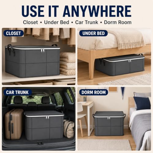 220L Spacious Moving Storage Bin with Reinforced Handles & Zipper, XXL Foldable Fabric Storage Bag for Bedding, Clothes, Quilts, Comforters, Closet Organization & Moving (XXL: 23.6x19.7x27.6 in,1) - Image 9